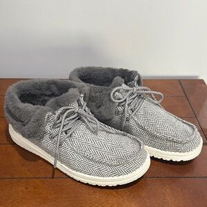 Hey Dude Gray Herringbone Fleece Shoes